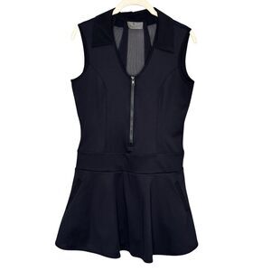 Olaya Sport Dress $188 Large Black Collared Zip Tennis Golf Skort Fit Flare